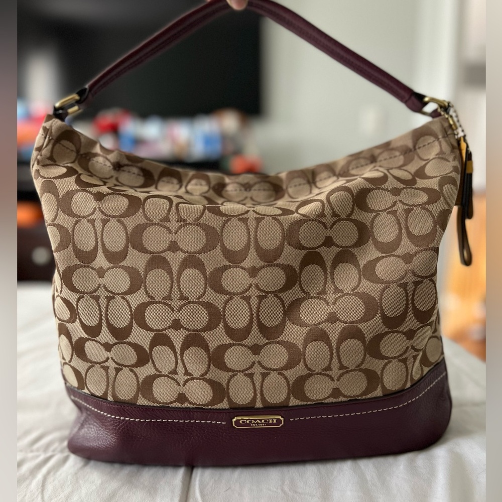 *EUC* Coach Signature Stripe Hobo Bag